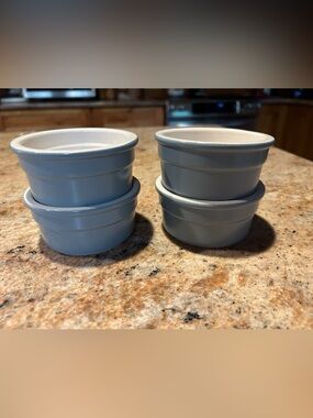 CERMER Made in France Sky Blue Stoneware Ramekins 3.5” 4oz (Set of 4)No Chips
